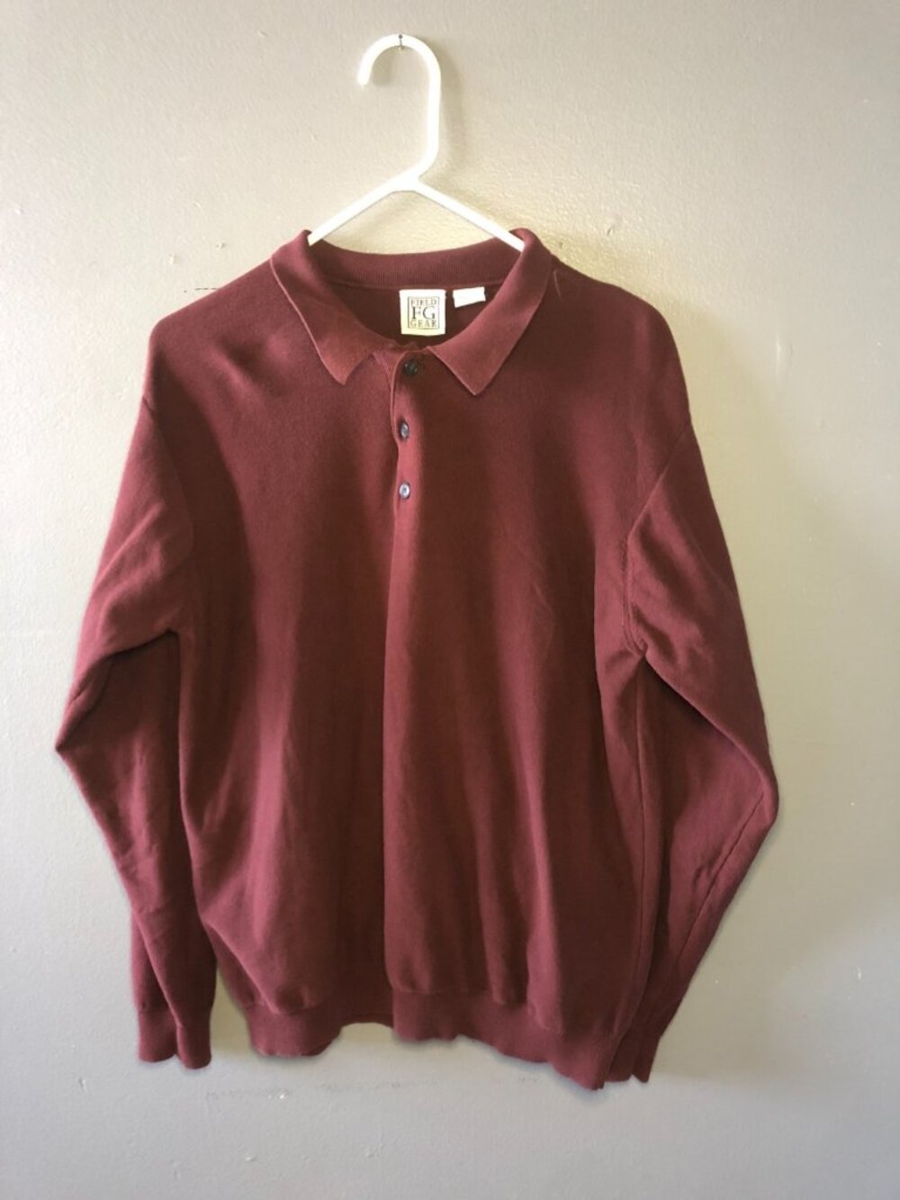 Field Gear Long Sleeve Heavy Weight 100% Cotton Pullover Maroon Size Small